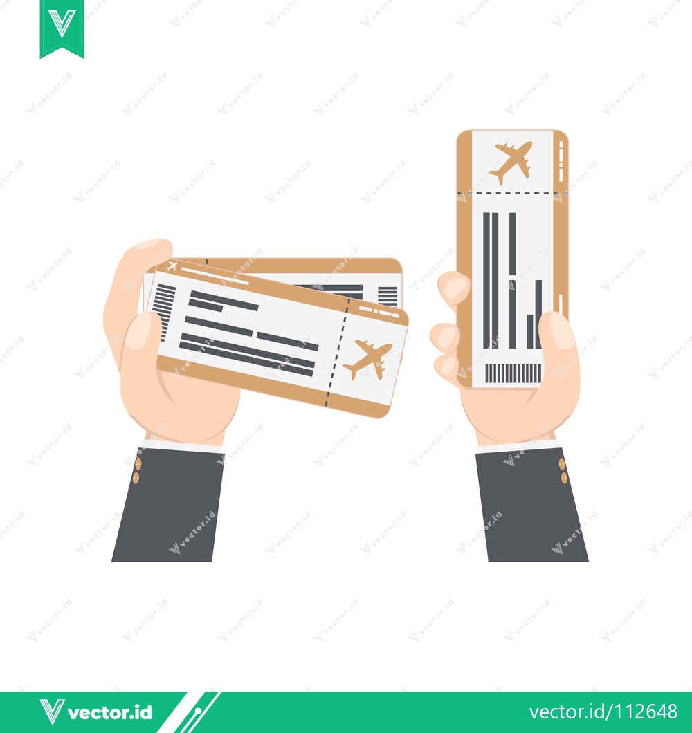 Premium Vector dari Hands holding airplane tickets for travel