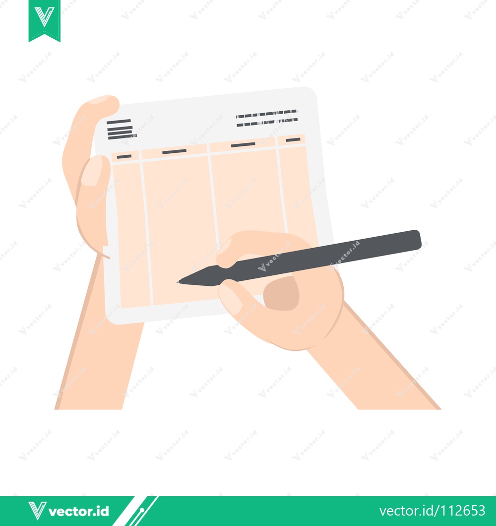 Premium Vector dari Close-up of Hands Holding Paper and Pen for Writing