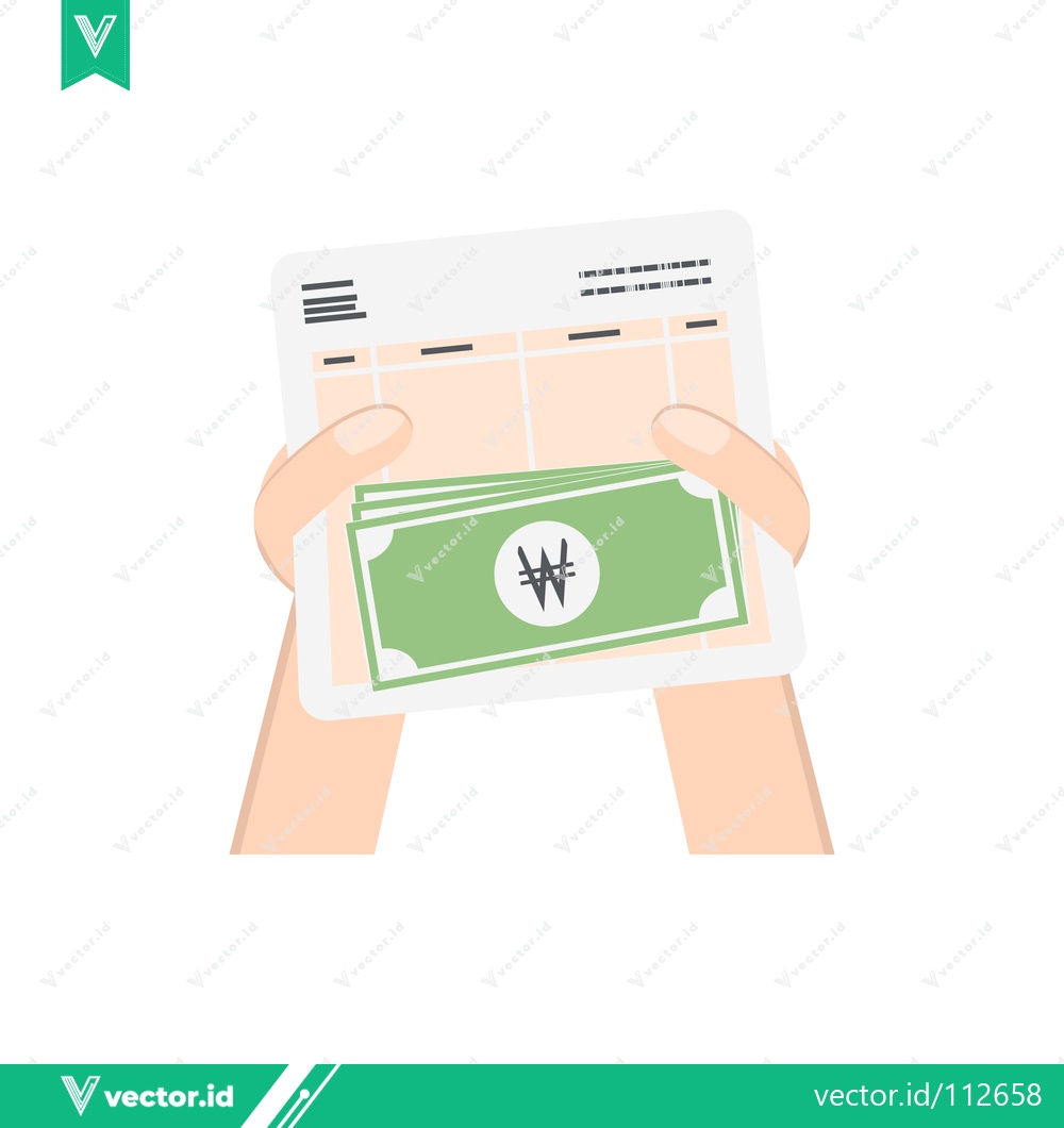 Premium Vector dari Hands holding Korean Won bills and a document