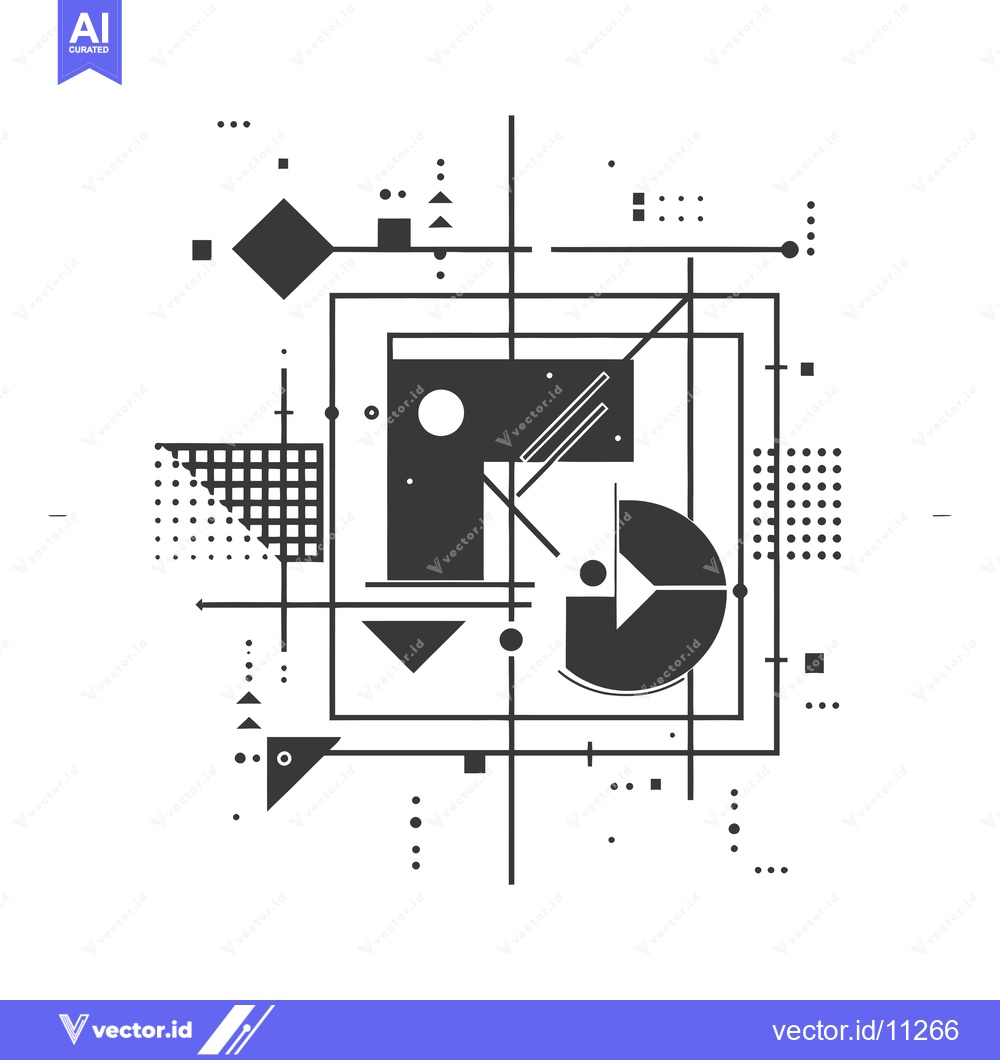 Premium Vector dari Abstract Geometric Composition with Lines, Shapes, and Dots