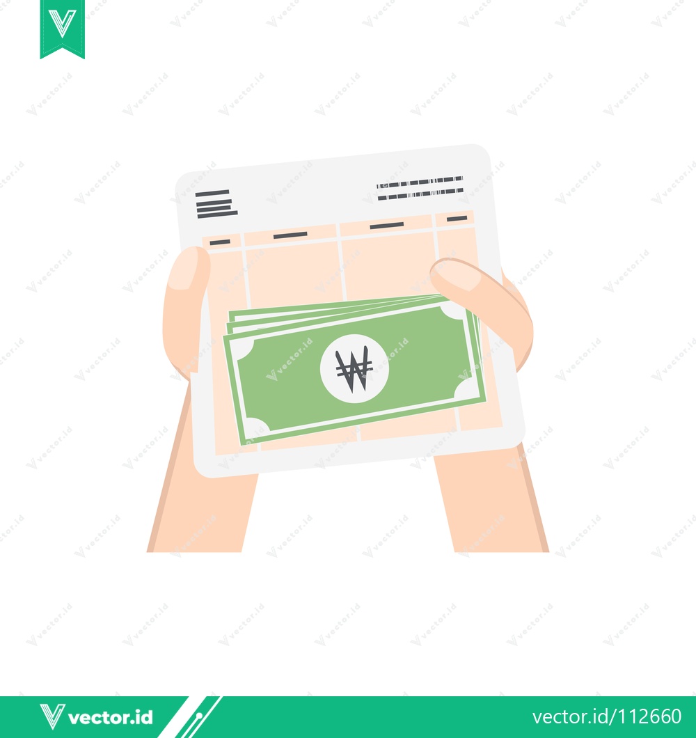 Premium Vector dari Hands holding Korean Won bills and a document