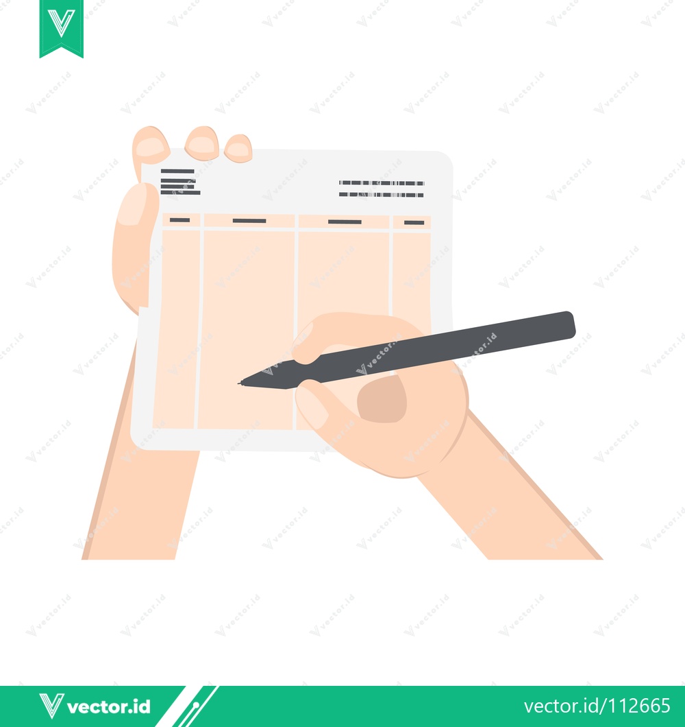 Premium Vector dari Hands holding a document and writing with a pen