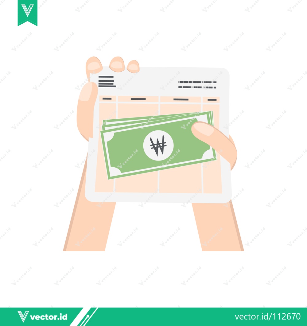 Premium Vector dari Hands holding Korean Won bills and a receipt