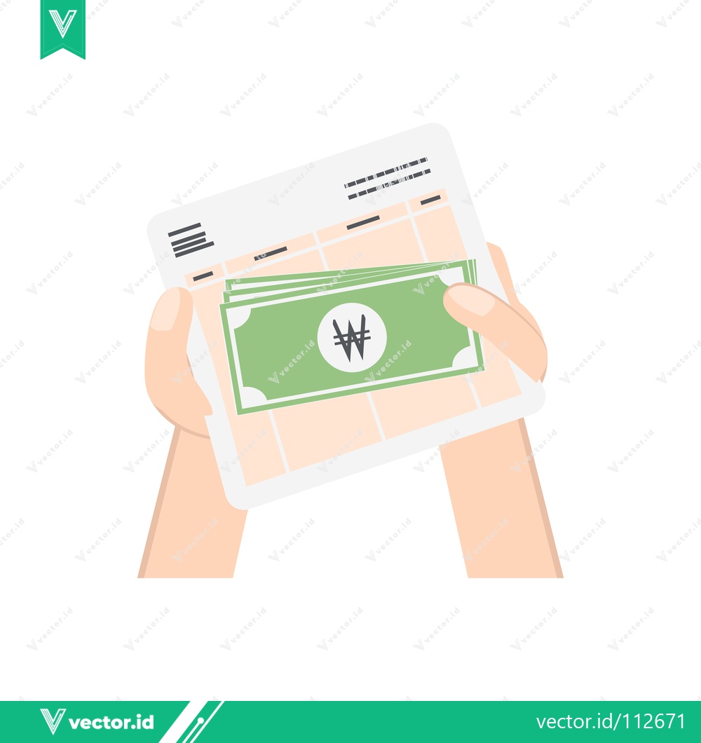 Premium Vector dari Hands holding Korean Won bills and a document