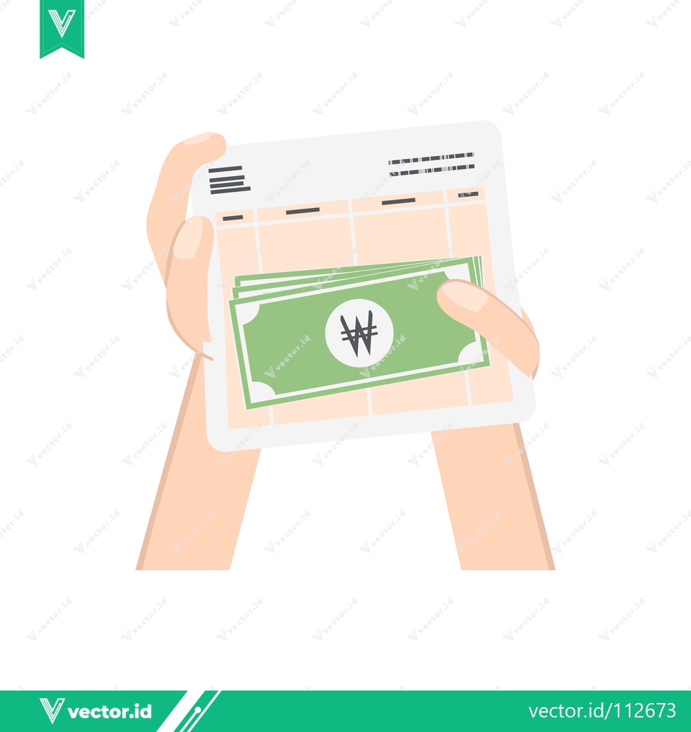 Premium Vector dari Hands holding Korean Won bills and a document