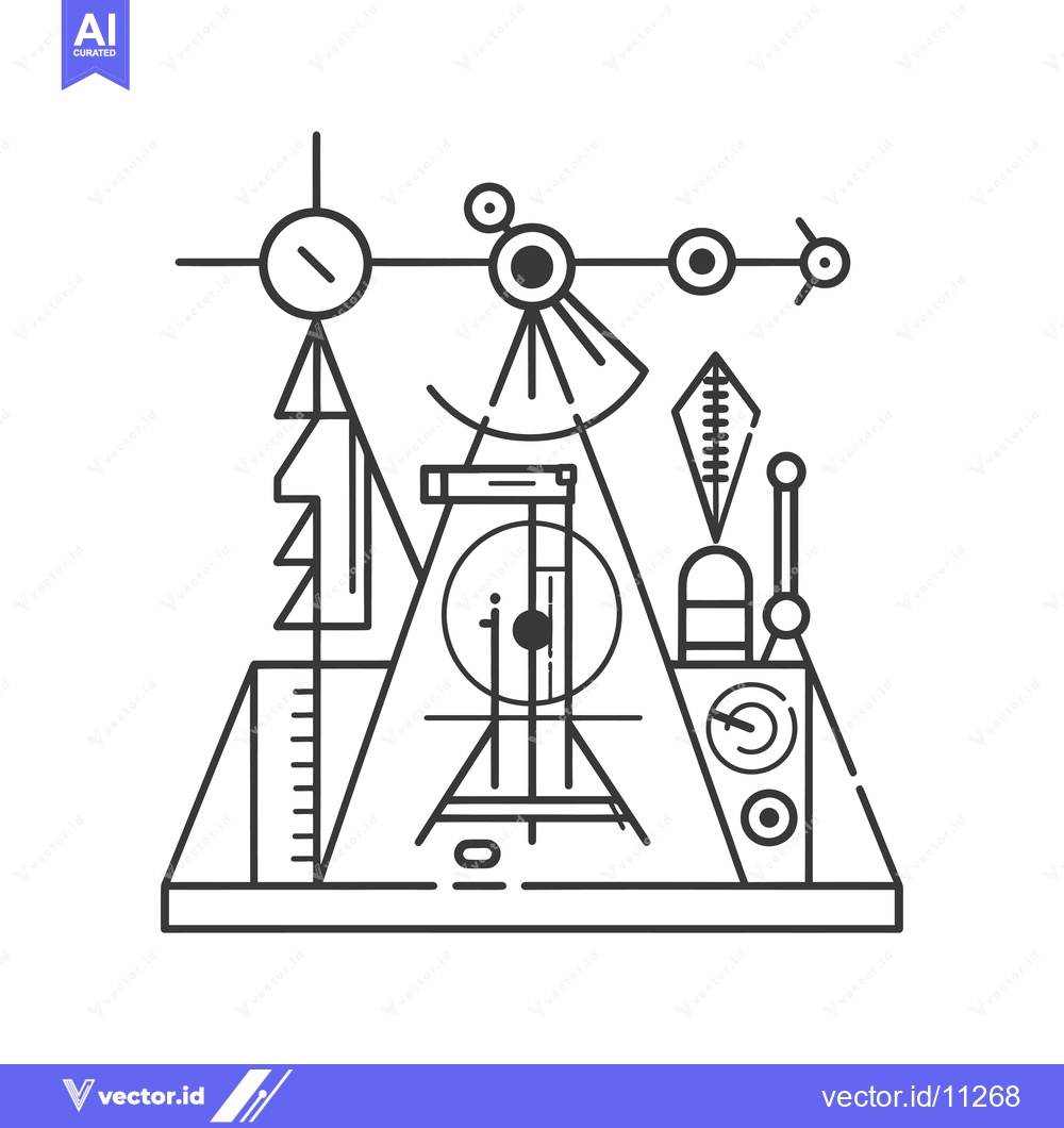 Premium Vector dari Abstract Geometric Composition with Tools and Shapes
