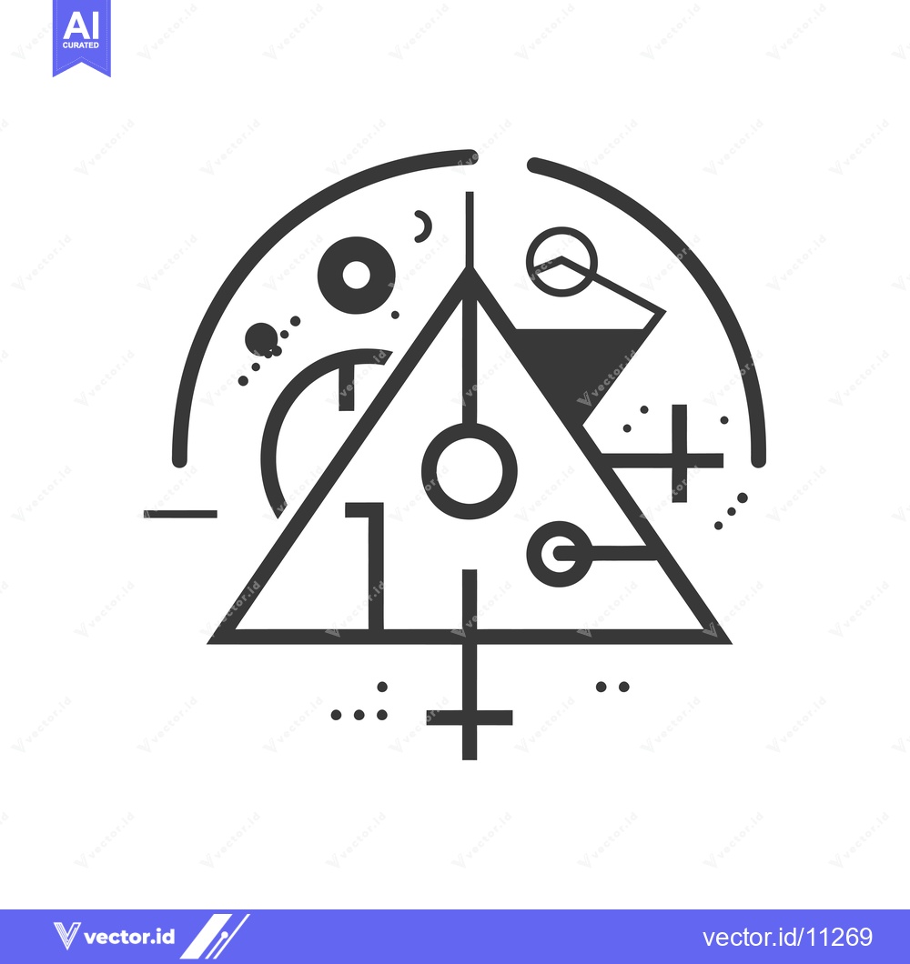 Premium Vector dari Abstract Geometric Composition with Triangle, Circles, and Cross