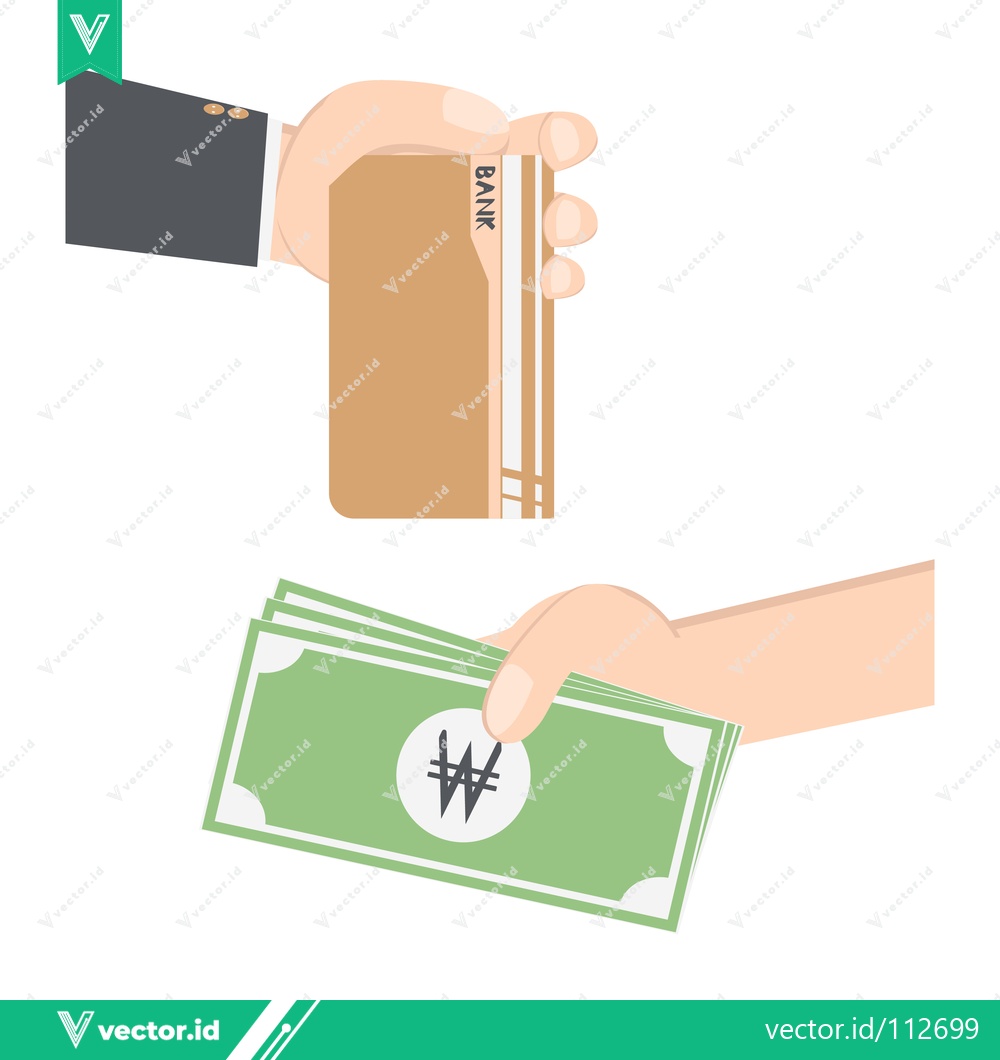 Premium Vector of Hand exchanging money for goods