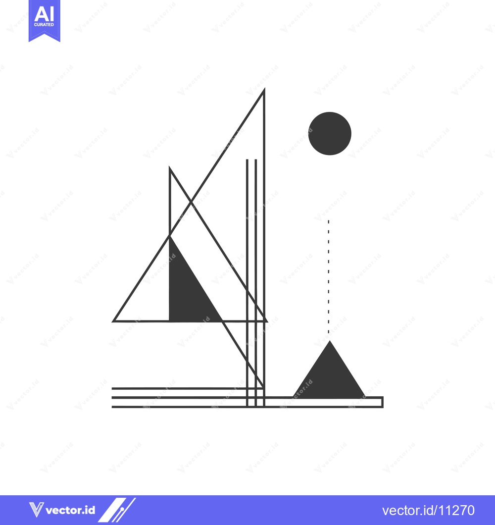 Premium Vector of Abstract Geometric Composition with Triangles and a Circle