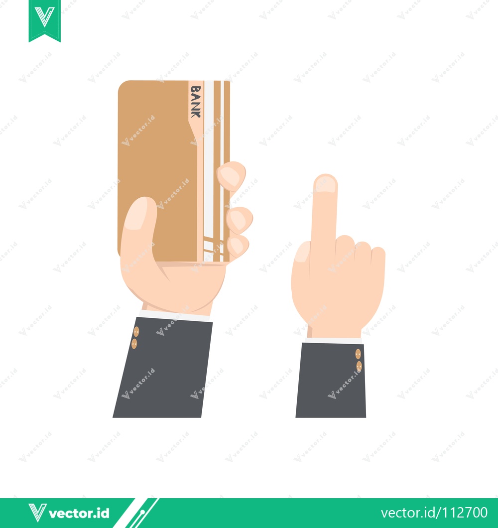 Premium Vector dari Hand holding credit card and pointing finger
