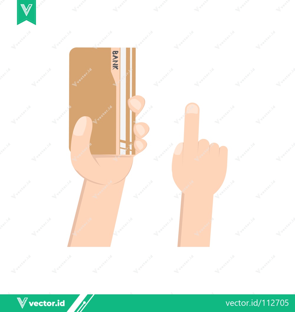 Premium Vector of Hand Holding Credit Card and Pointing Finger Illustration