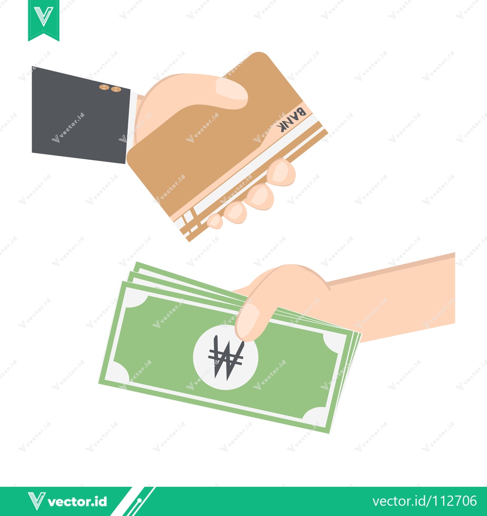 Premium Vector dari Hand exchanging credit card for Korean Won banknotes