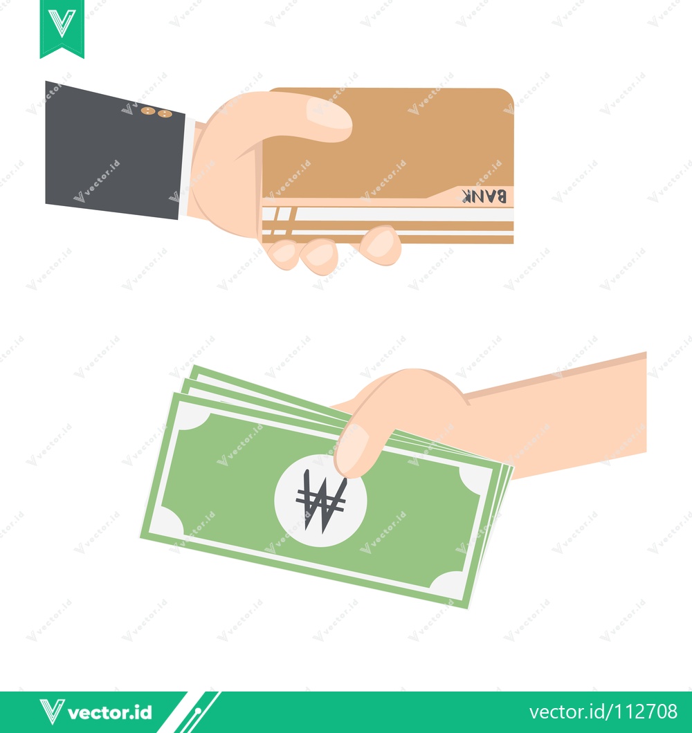 Premium Vector of Hand exchanging money for bank card illustration