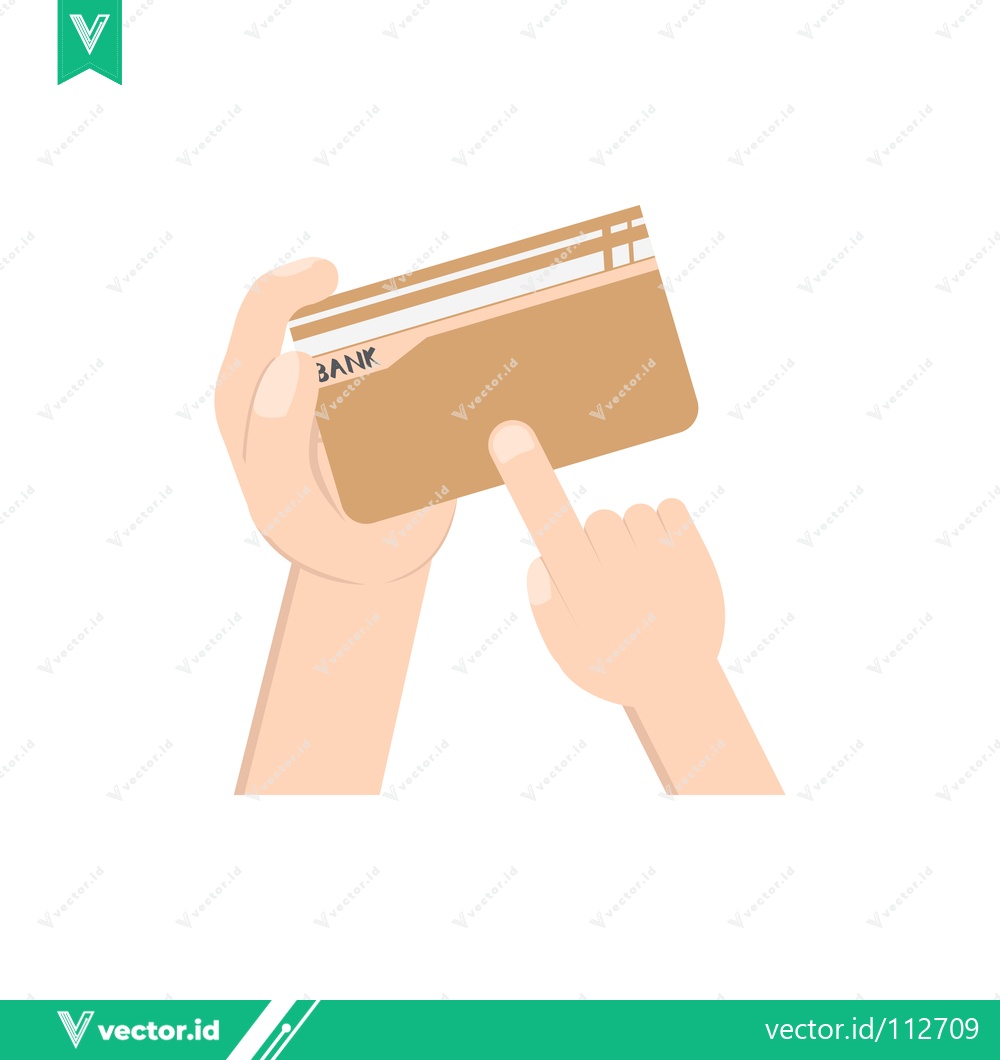 Premium Vector dari Hand holding folder with finger pointing at label