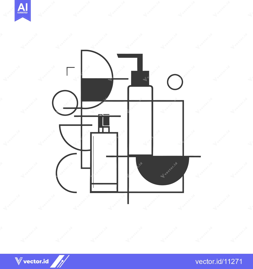Premium Vector dari Abstract Geometric Composition with Two Bottles and Shapes