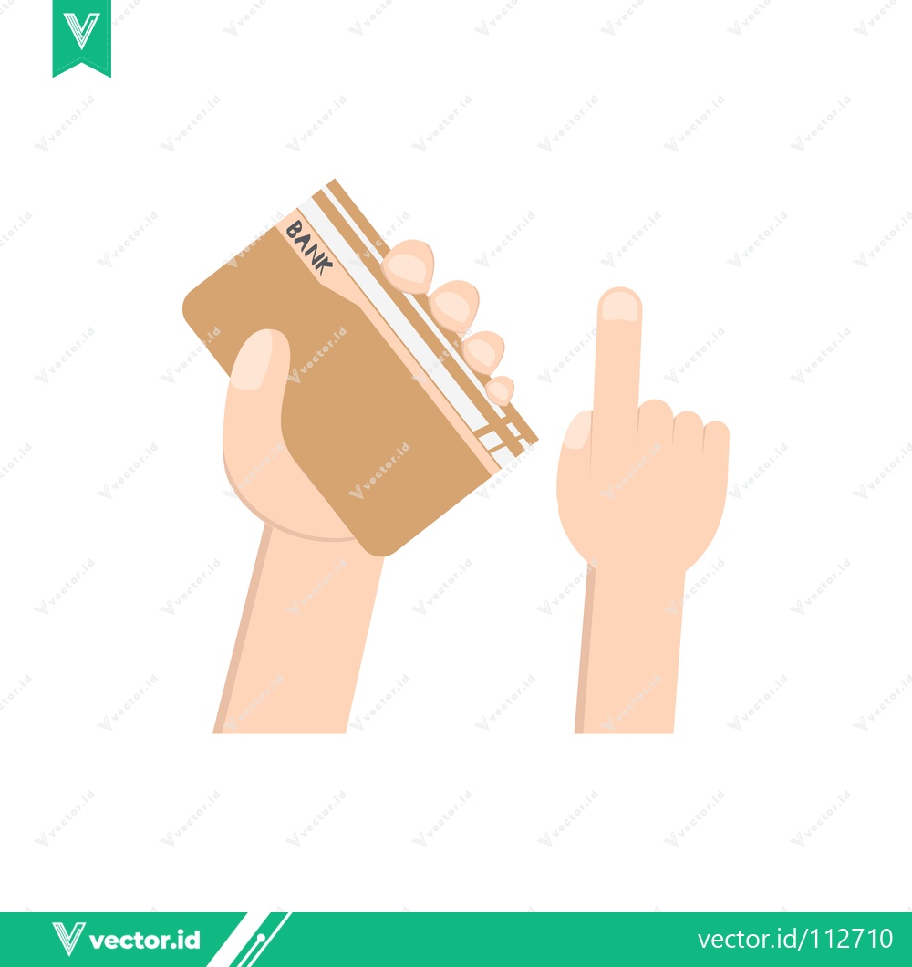Premium Vector dari Hand holding credit card and pointing finger