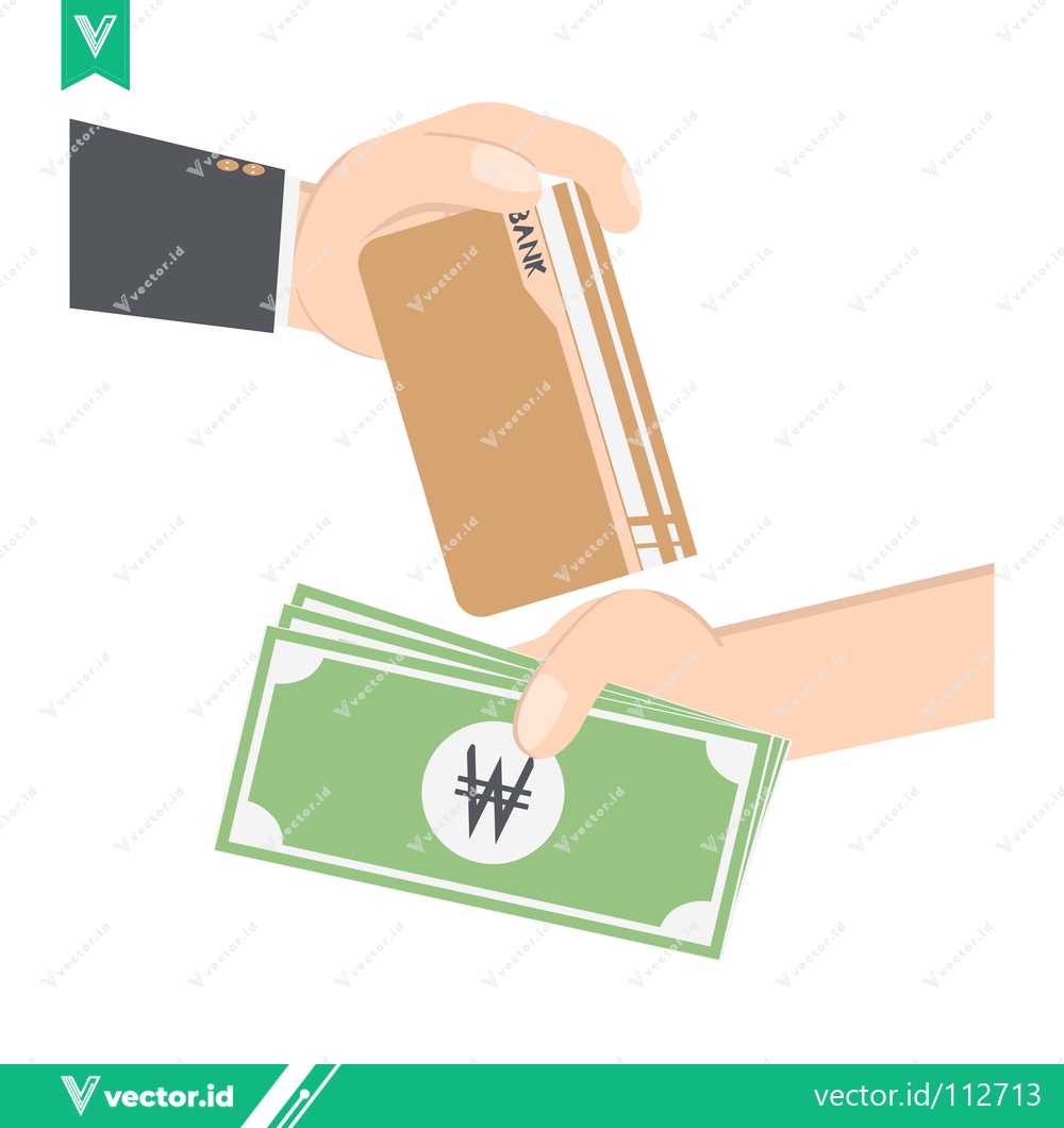 Premium Vector dari Hand exchanging money for credit card financial transaction concept