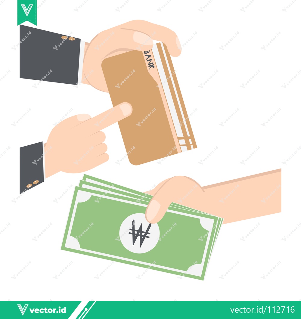 Premium Vector of Illustration of a Credit Card Transaction with Korean Won Bills