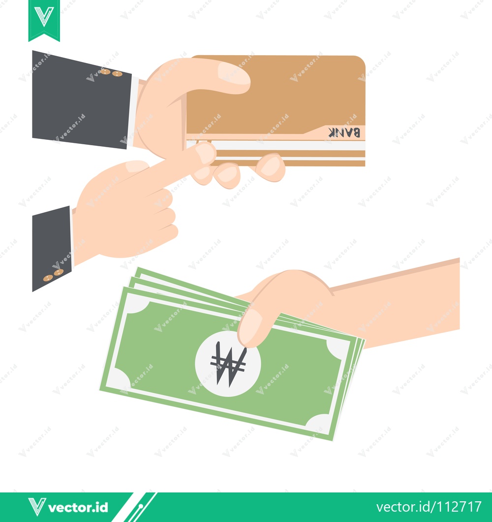 Premium Vector dari Hand exchanging credit card for Korean Won banknotes