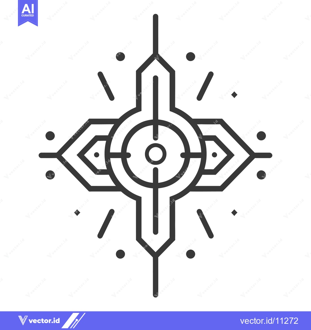 Premium Vector dari Abstract Geometric Cross with a Central Circle and Dots