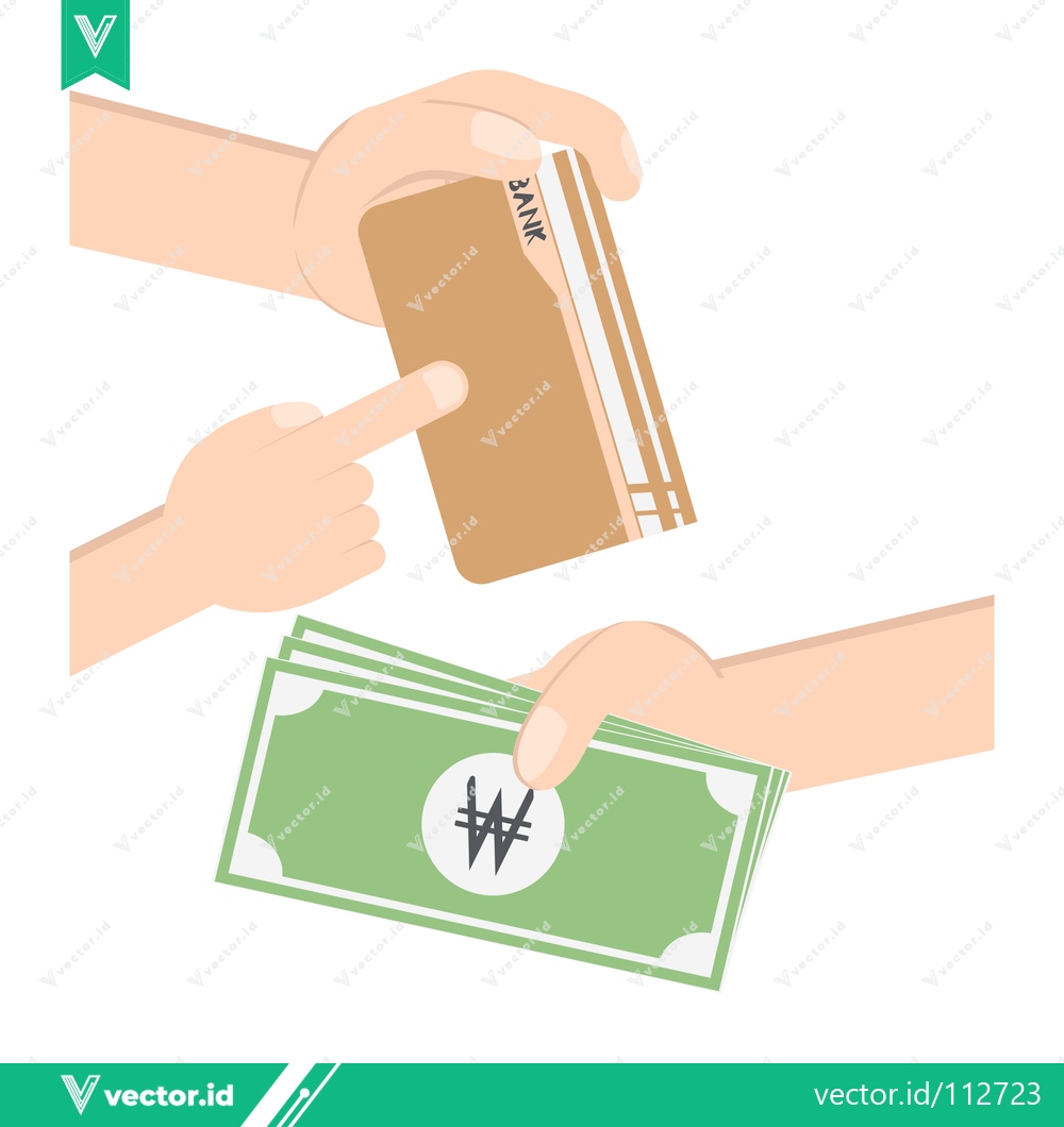Premium Vector dari Customer paying with credit card and receiving cash