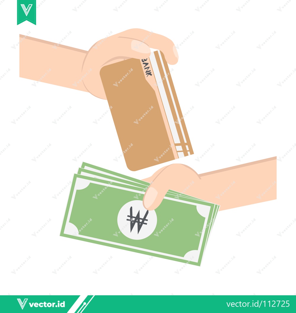 Premium Vector dari Credit Card Transaction with Korean Won Bills