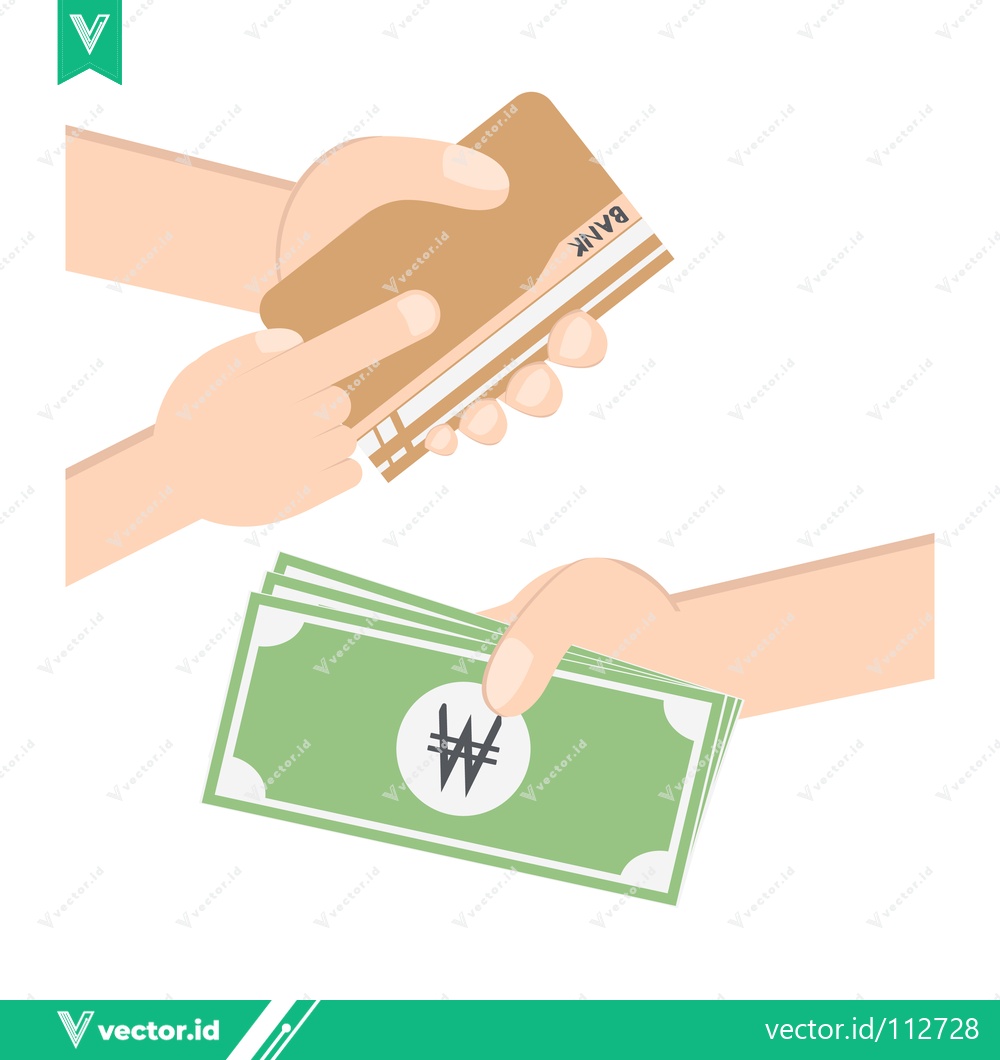 Premium Vector dari Hands exchanging money and credit card for payment