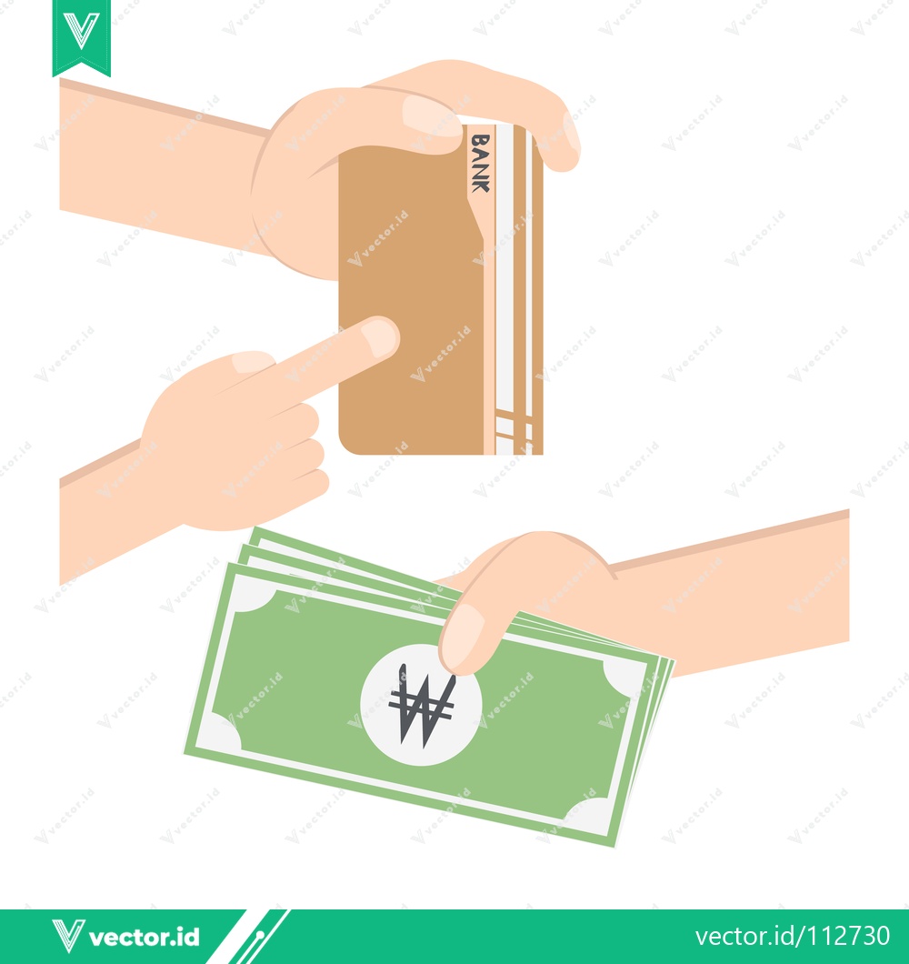 Premium Vector of Customer paying with cash for a purchase