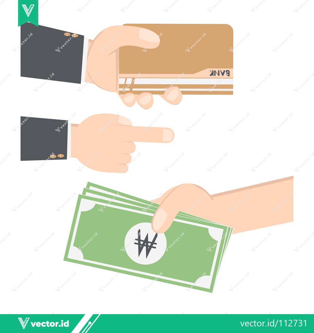 Premium Vector of Illustration of a transaction involving a credit card and cash