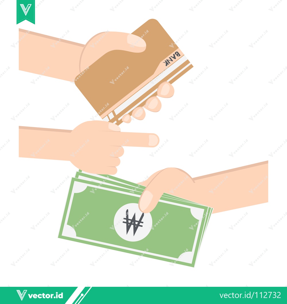 Premium Vector dari Hands exchanging money and credit card for payment