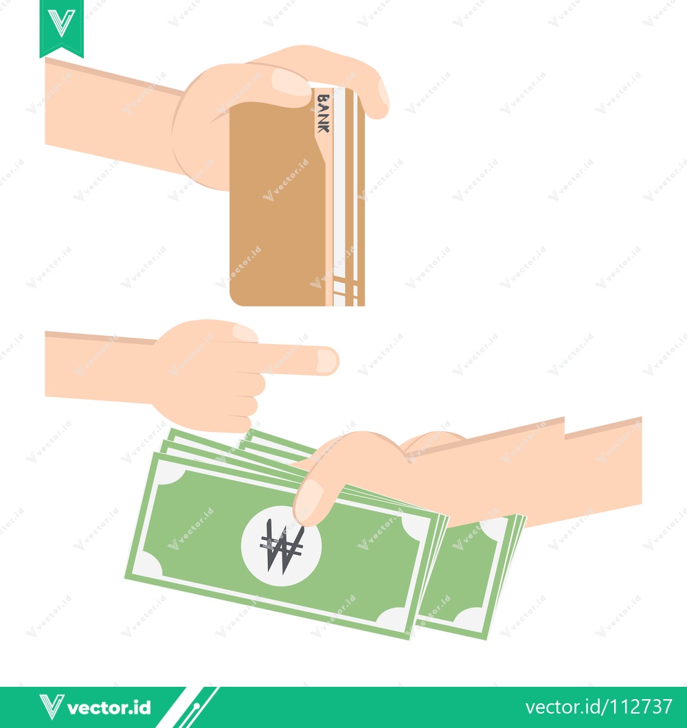 Premium Vector of Hands exchanging money and gift card