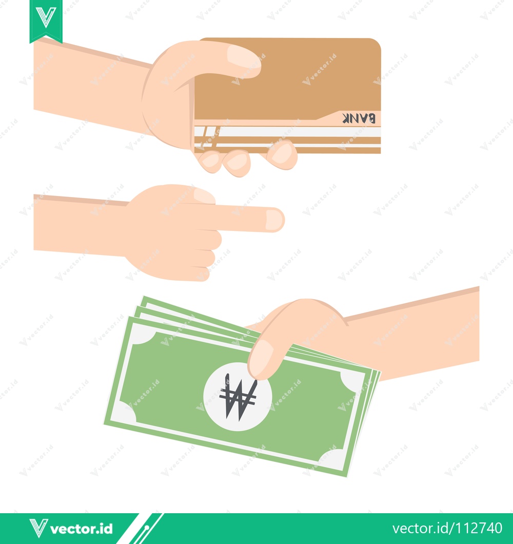 Premium Vector of Hands exchanging money and credit card for payment