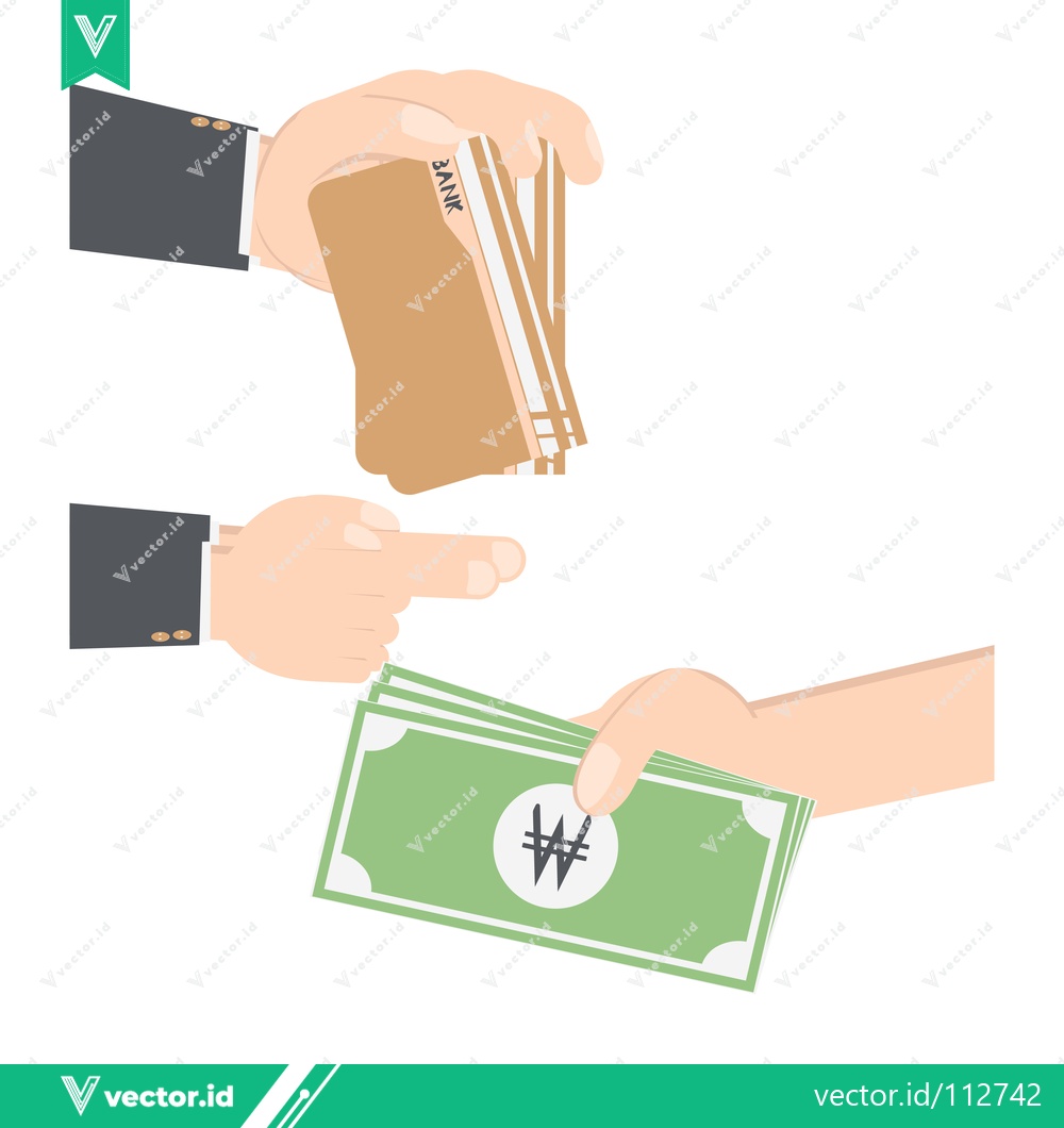 Premium Vector dari Two hands exchanging money one giving cash the other receiving bills