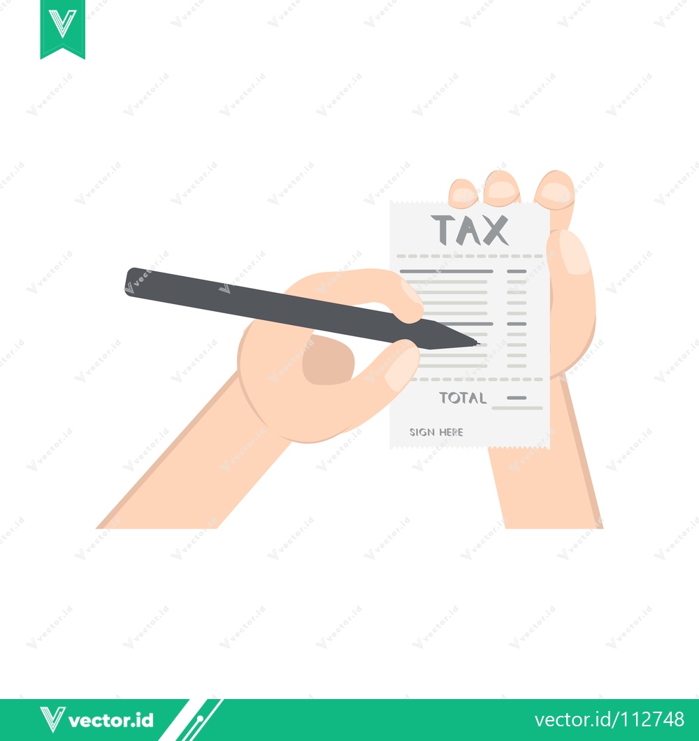 Premium Vector of Hand holding tax receipt and pen for payment