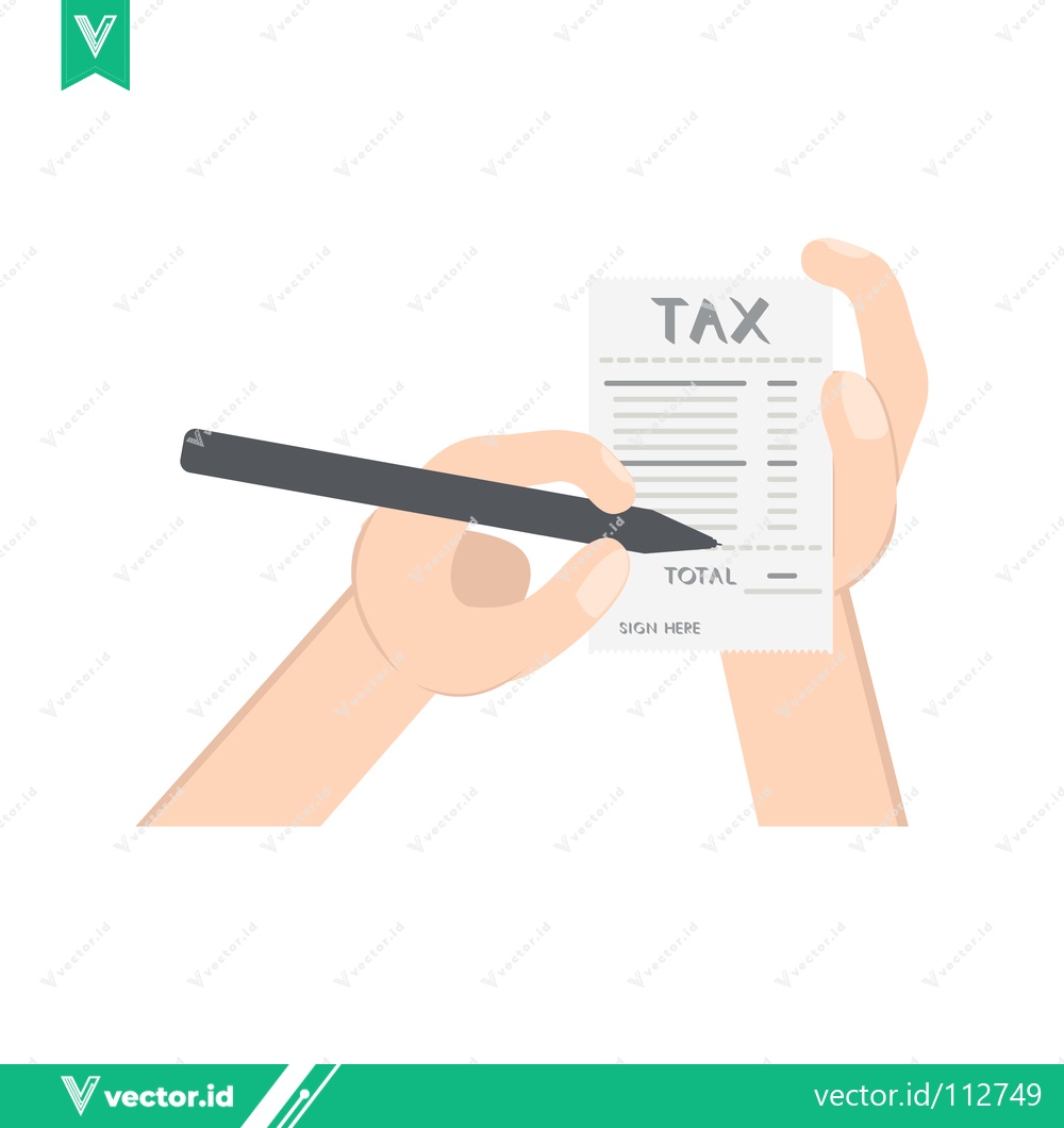 Premium Vector dari Hand Holding Tax Document and Pen for Signing