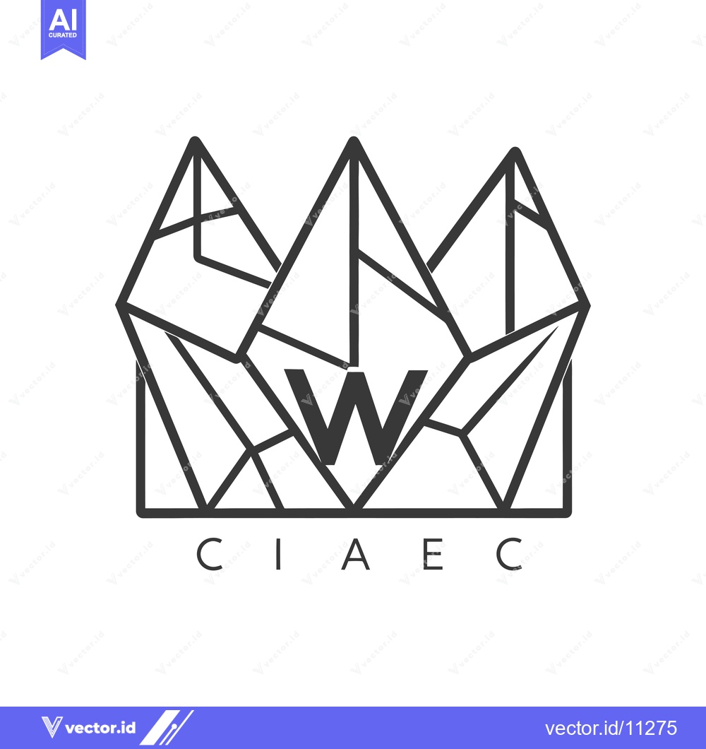 Premium Vector dari Abstract geometric crown with letter W in the center