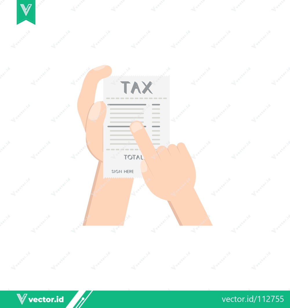 Premium Vector dari Hand pointing at a tax document with total amount highlighted