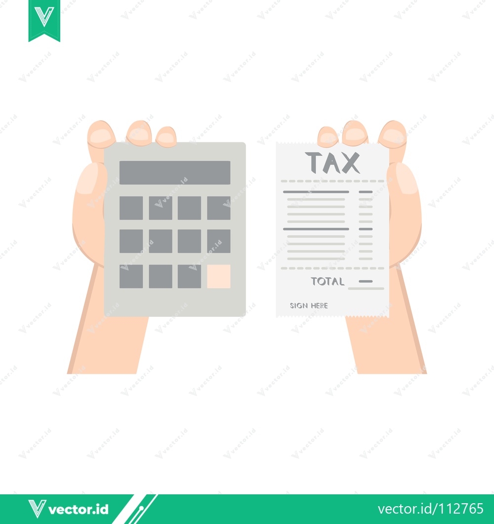 Premium Vector of Hands holding a calculator and a tax document symbolizing financial calculation and tax preparation