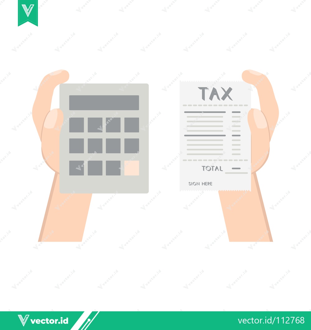 Premium Vector dari Hands holding calculator and tax form symbolizing financial calculation and tax preparation