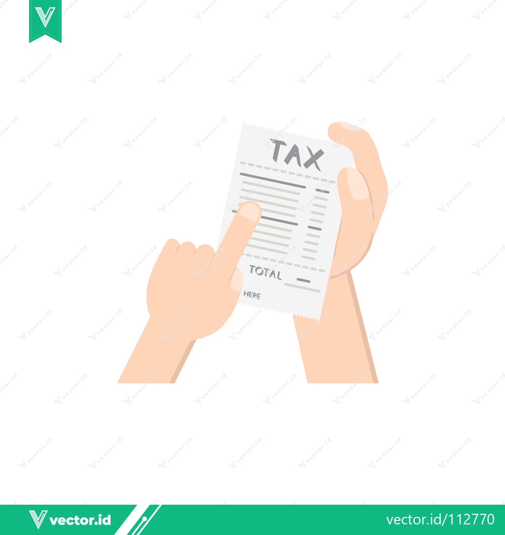 Premium Vector of Hand pointing at tax document with total amount visible