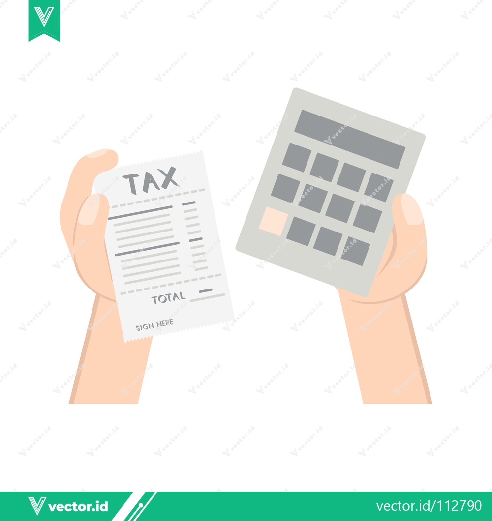 Premium Vector dari Hands holding tax receipt and calculator for financial calculation