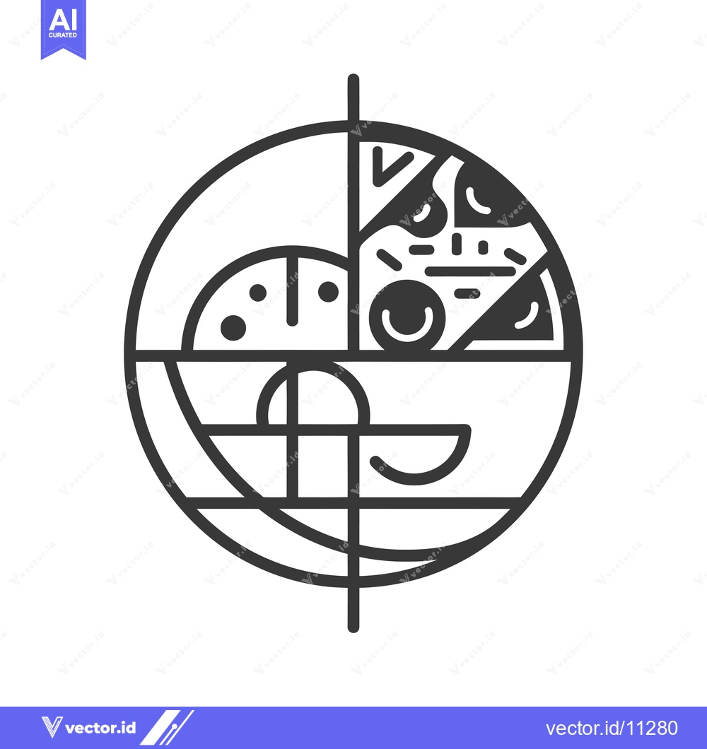Premium Vector dari Abstract Geometric Design of a Circle Divided Into Four Sections