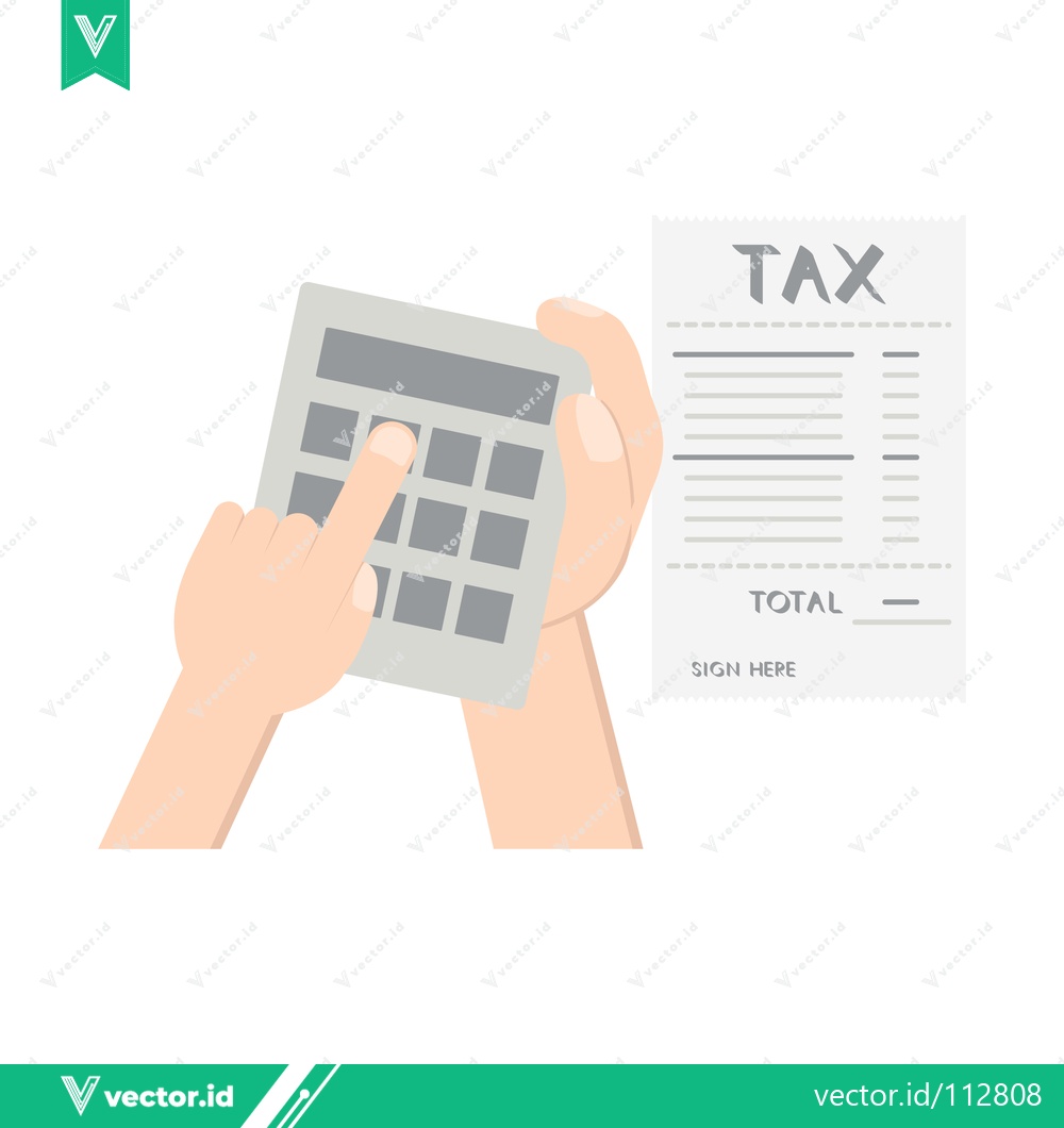 Premium Vector dari Calculating Taxes with a Calculator and Tax Form