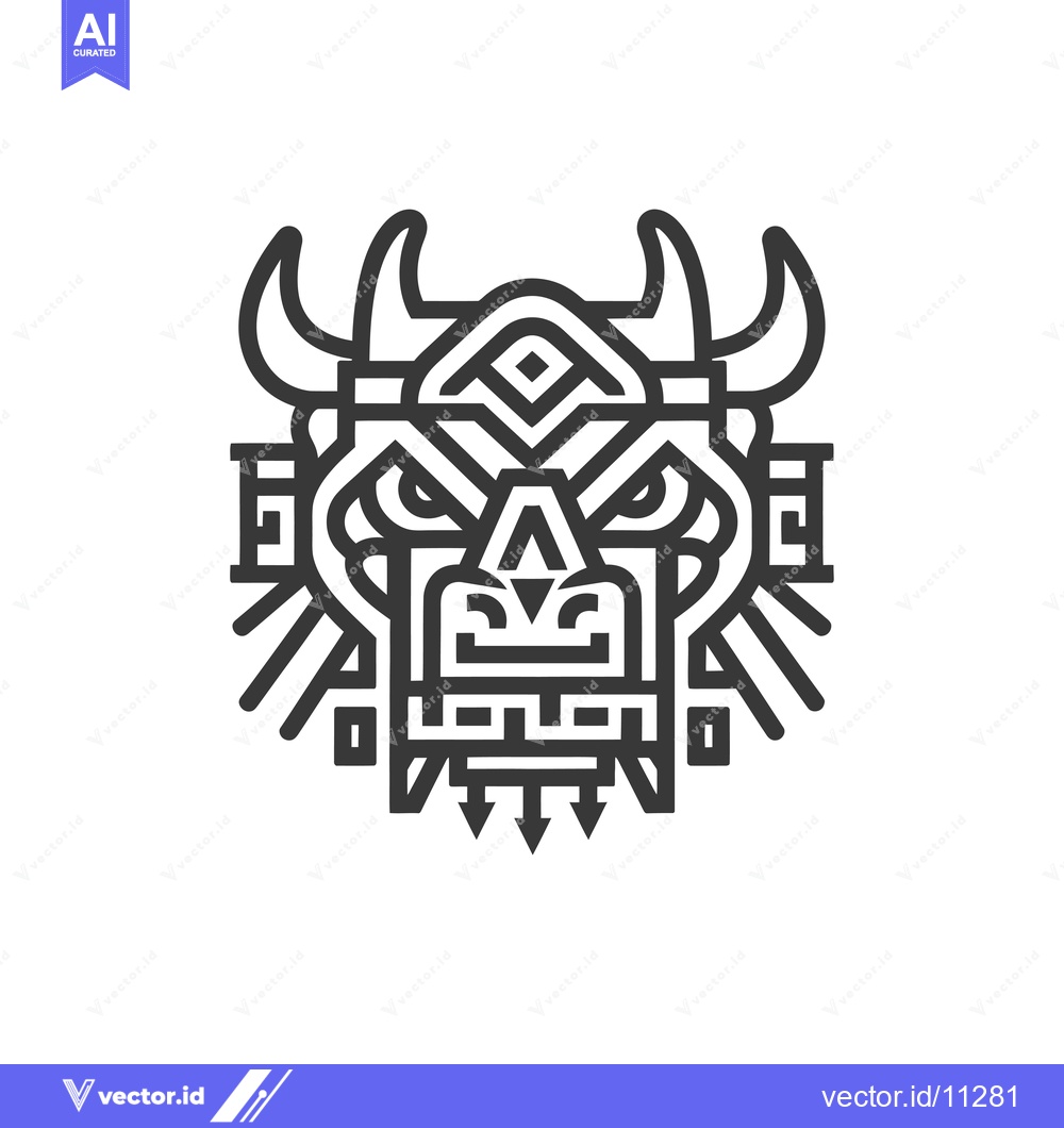 Premium Vector dari Abstract Geometric Design of a Face with Horns