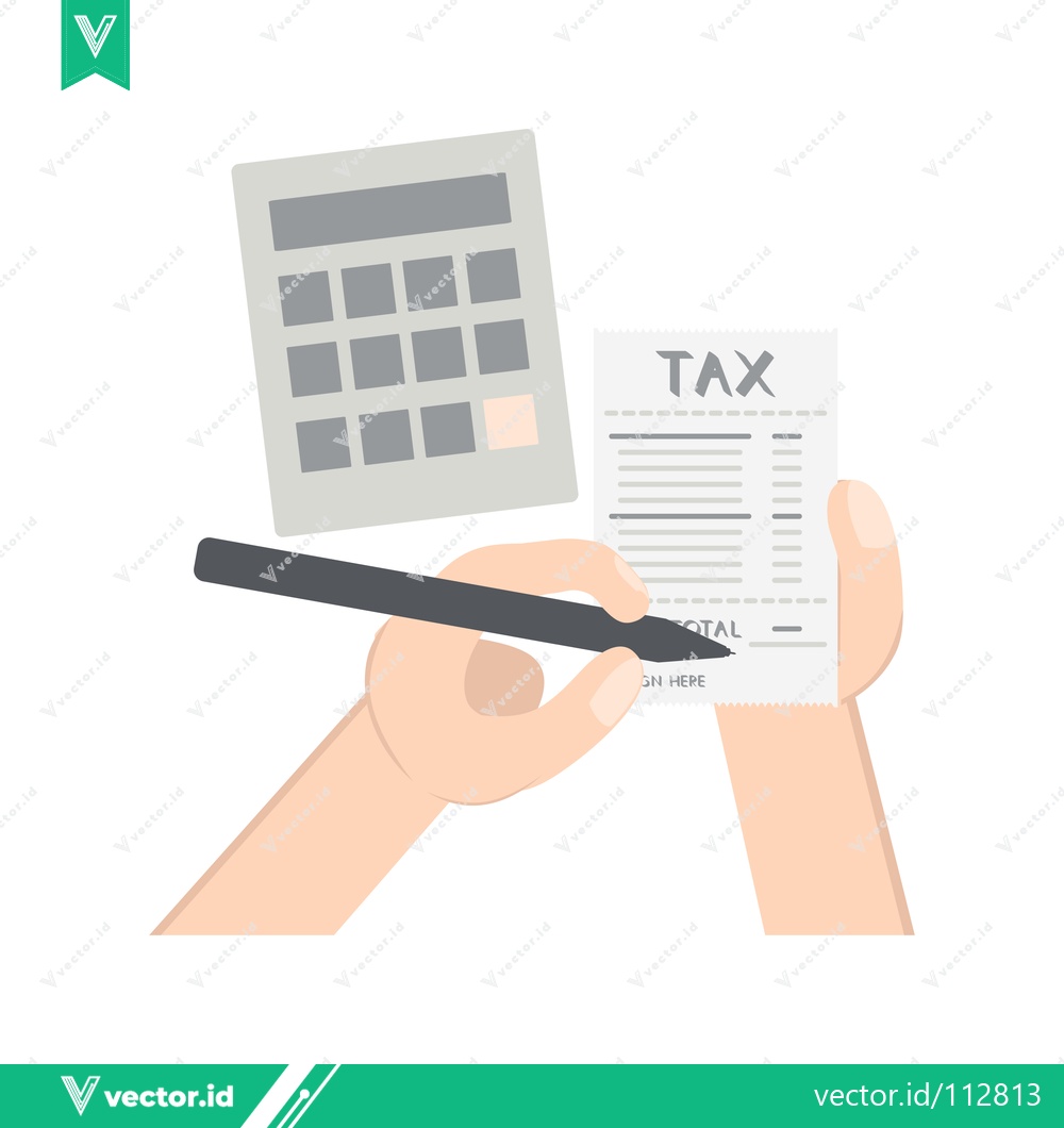Premium Vector dari Person filling out tax form with calculator and pen