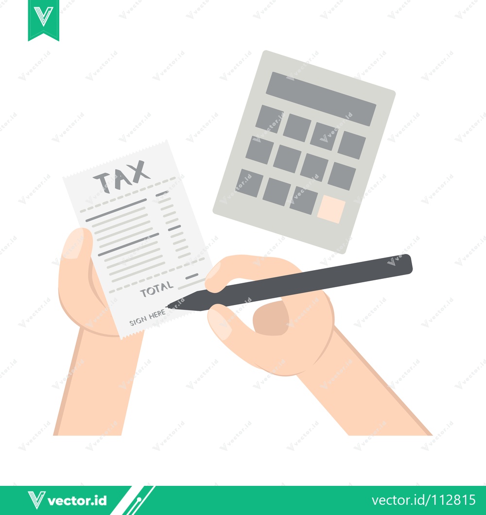 Premium Vector dari Person calculating taxes with a calculator and pen