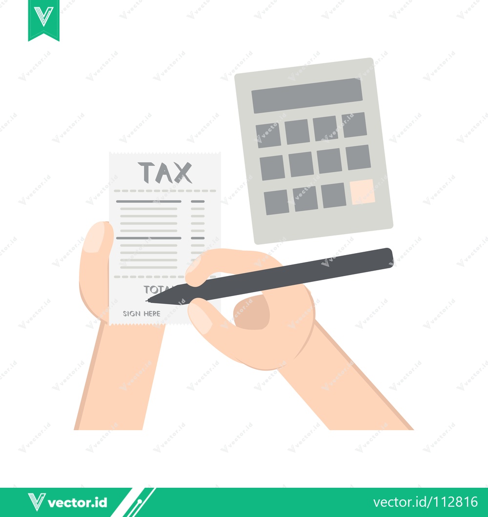 Premium Vector dari Person Filling Out Tax Form with Calculator