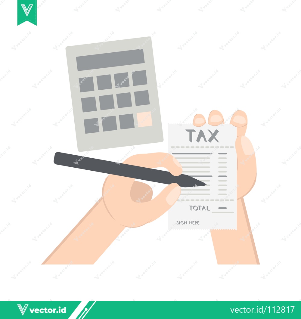 Premium Vector dari Hands calculating taxes with calculator and receipt