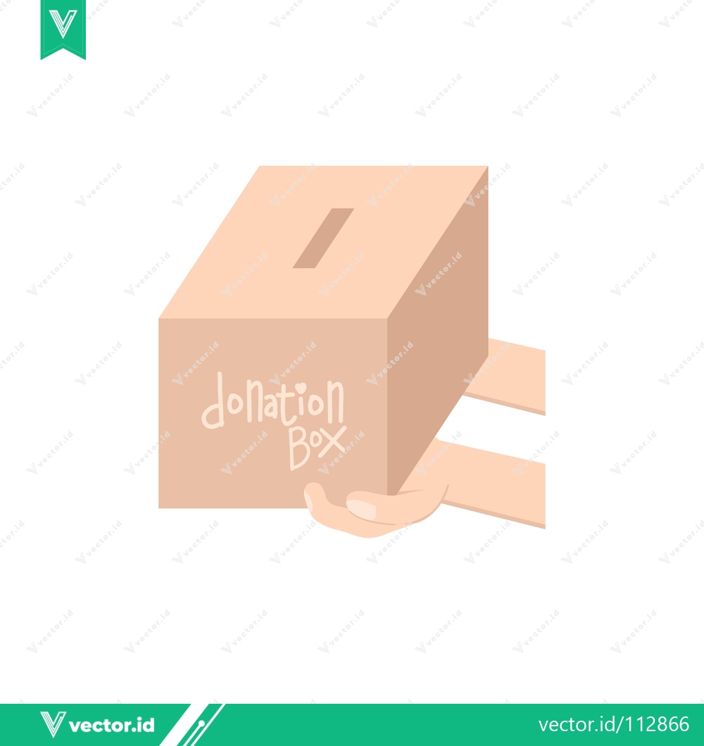 Premium Vector dari Donation Box with Hands Reaching Out for Charity