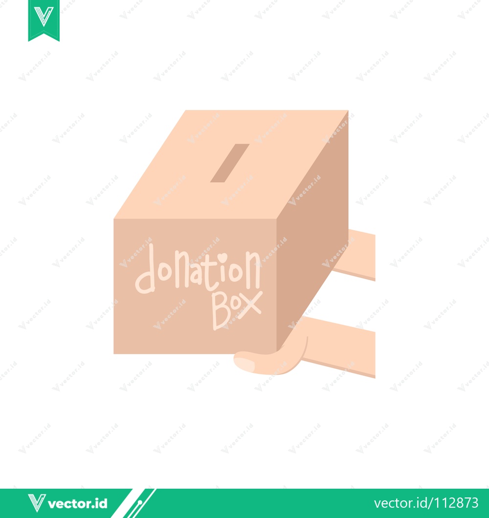 Premium Vector of Simple Cardboard Donation Box with Slot and Label